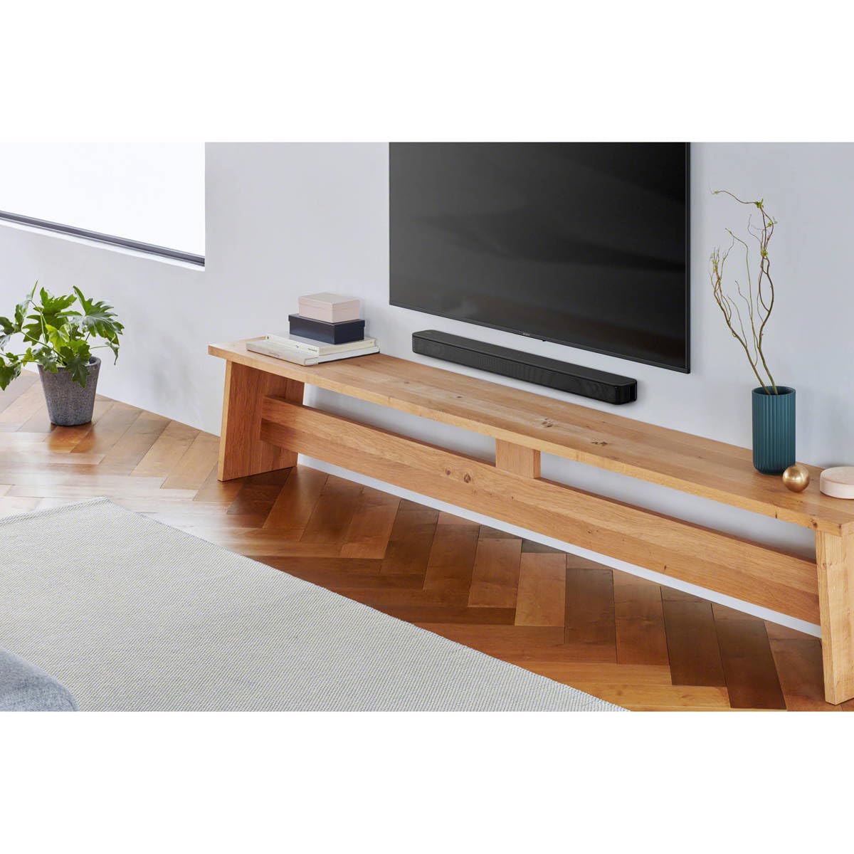 Barra de sonido Sony S100F de 2.0 canales con altavoz Bass Reflex, tweeter integrado y Bluetooth (HTS100F), fácil configuración, compacta, para uso en la oficina en casa con sonido claro, negro