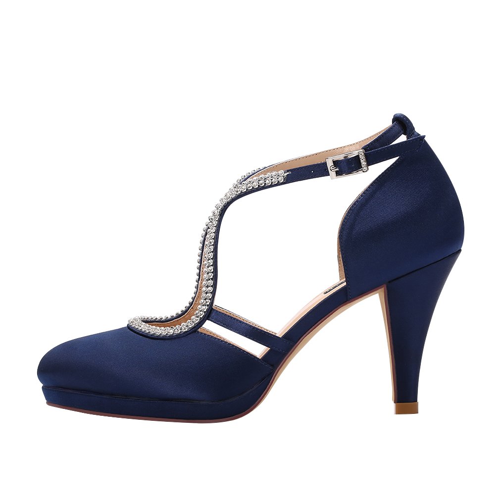 ERIJUNOR Women Comfort Low Heel ClosedToe Ankle Strap