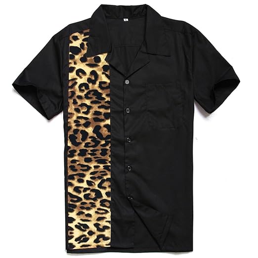Bowling  50's Retro Vintage Leopard Print Men's Shirts