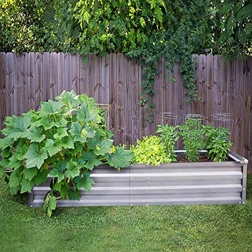 Zizin Galvanized Raised Garden Beds Metal Elevated Planter Box Steel