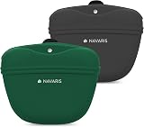 Navaris Silicone Dog Treat Pouch 2 Pack Clip Magnetic Closure Green Grey view 5