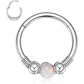 FUNLMO 316L Surgical Steel Nose Ring Opal Tragus Helix Conch Rook Daith Piercing Jewelry Septum Jewelry Cartilage Earring