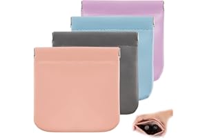 CANIPHA 4pcs Lambskin Pocket Cosmetic Bag, Waterproof Portable No Zipper Self-closing Small Makeup Pouch for Women Mini Travel Storage bag for Cosmetics Headphones Jewelry