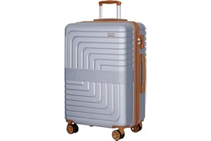 Romswi 30" Expandable Hardside Checked Luggage, Large Checked Suitcase with Dual 360° Spinner Wheels, Up to 20% More Space, Hardshell, YKK Zipper Silver