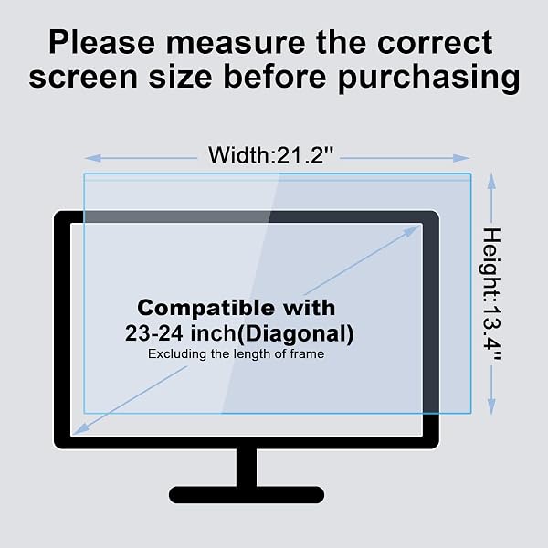 BSPROTE 23-24 INCH BLUE LIGHT FILTER FOR COMPUTER MONITOR, COMPUTER SCREEN BLUE LIGHT BLOCKER PANEL FOR 23, 23.6, 23.8, 24 INCH DIAGONAL WIDESCREEN DESKTOP PC IMAC MONITOR, HD NOT ANTI-GLARE