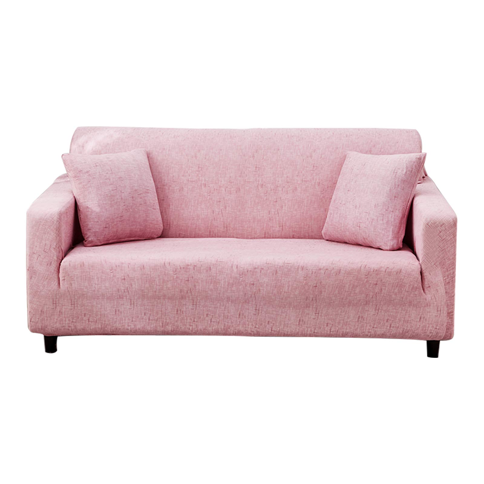 Hotniu Plaid Stretch Sofa Slipcover, Soft & Washable Sofa Couch Cover, Non-Slip Sofa Cover with Elastic Bottom, Furniture Protector with 1 Free Pillowcase (Medium, Pink)