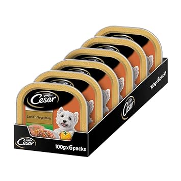 Cesar Premium Adult Wet Dog Food, Lamb & Vegetables, 6 Trays (6x100g)
