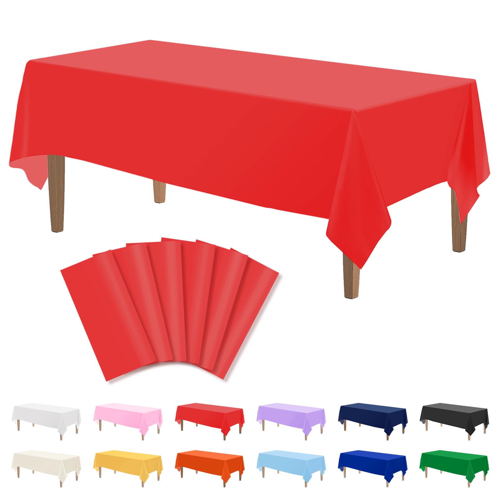 Kopokita 6PCS Red Plastic Tablecloths 54 x 108