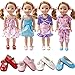 TOYYSB 4pcs Doll Clothes and 4pcs Shoes fits 14 inch 14.5 Inch Doll American Girl Wellie Wishers Willa Dolls