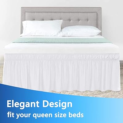 Buy Guken White Queen Bed Skirt Queen Size Bed Skirt Dust Ruffle Adjustable Easy Fit Wrap Around Bed Skirt Elastic White Bed Skirts Wrinkle Fade Resistant 15 Inch Drop Online In Italy