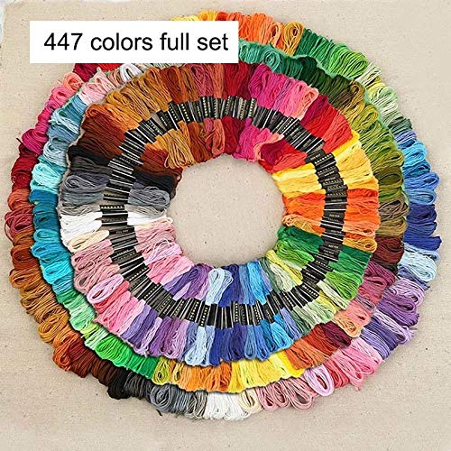 Zamtac Cross Stitch Floss Polyester Embroidery DIY Handmade Thread Sewing Art Craft Tools Accessories for Home Textile Gift 447 Colors
