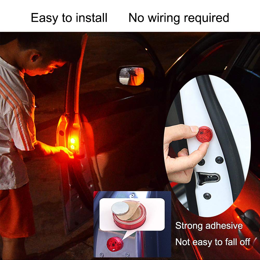 4Pcs Car Door LED Warning Light, CJRSLRB Strobe Safety Lights, Waterproof Flashing Warning Light for Anti Rear-End Collision (Multicolor)