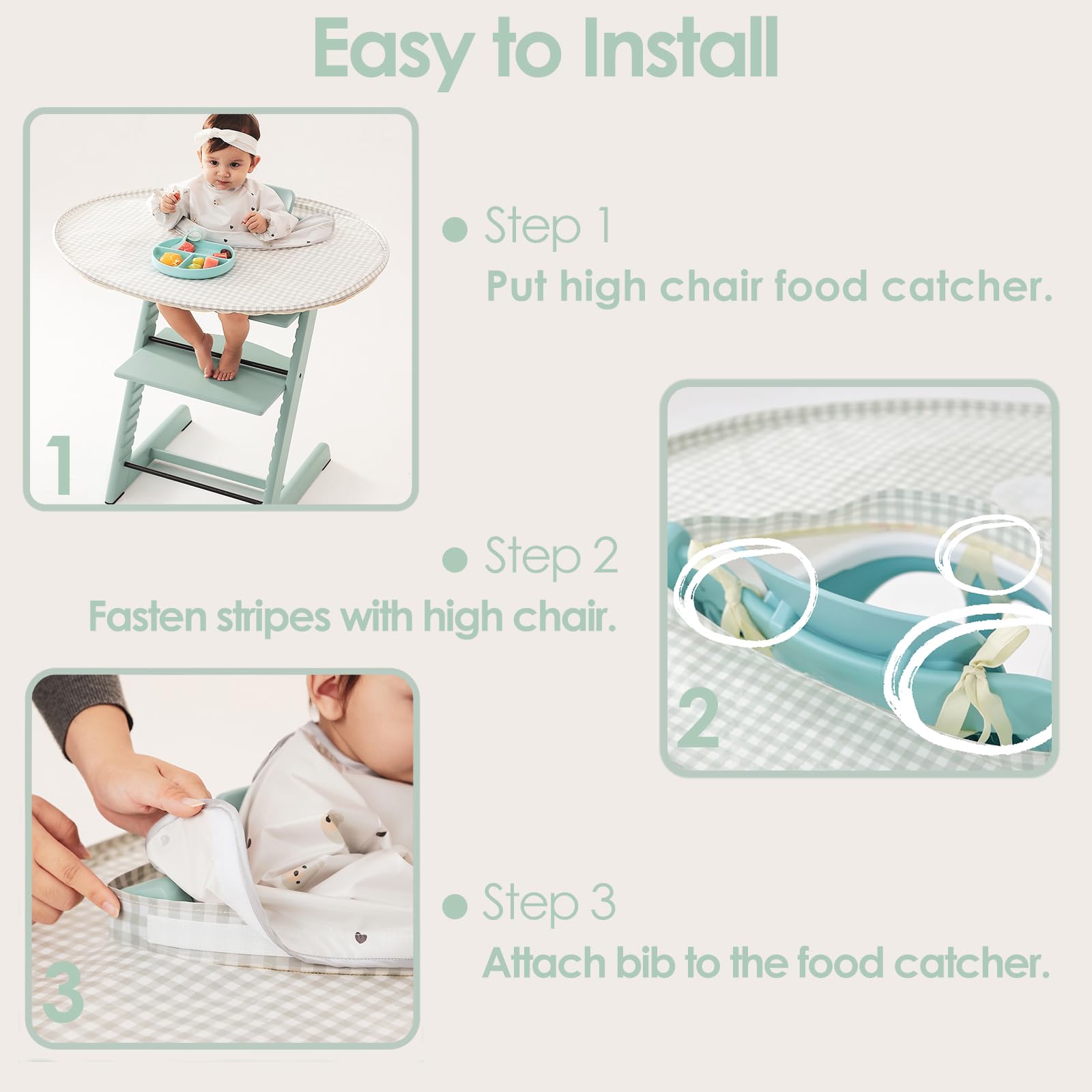 MITCHENIFY Food Catcher Fit for Stokke Tripp Trapp High Chair, Waterproof Long Sleeve Eating Bib, Baby Feeding Essentials, Accessories for Highchair