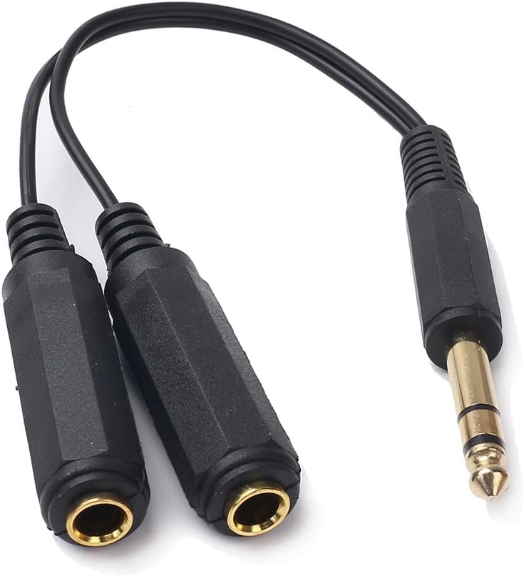 SiYear 6.35mm 1/4" male plug Stereo to 2 Dual 1/4 "TRS Female jack connector audio speaker cable - Image 3