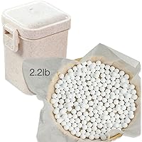 2.2Lb Ceramic Pie Weights Baking Beans Pie Crust Reusable 10mm Weights Natural Ceramic Stoneware with Wheat Straw Container (