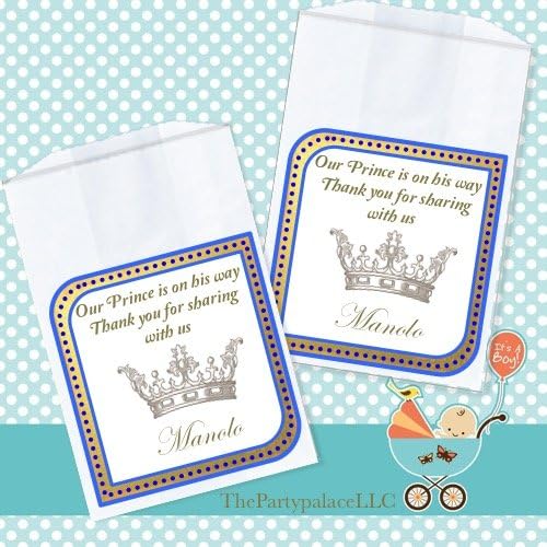 Prince Crown Favor Bags, Treat Bags, candy buffet SET OF 25