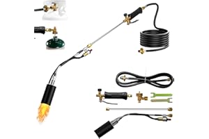 Hsupawa Propane Torch Weed Burner, Weed Torch for Outside with 10FT Hose, 1,800,000 BTU Weed Burner Torch with Propane Adapte