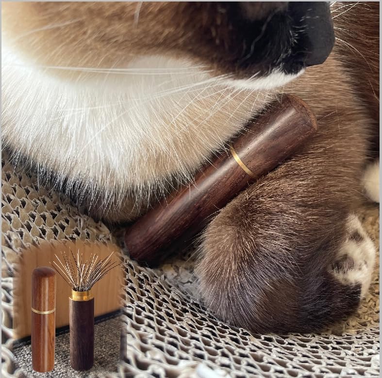 HanryDong Cat Beard Hair Keepsake，Pet Memorial Bottle 2 Pack, Cat Whiskers Collection Wood Bottle, Handmade Natural Pet Ash Urn