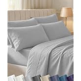 California Design Den Soft 100% Cotton Hotel Sheets King,Light Grey,6Pc Set | 6 Pcs with 4 Pillowcases, 400 Thread Count Backed by Good Housekeeping Seal, 16" Deep Pocket, All-Around Elastic,Soft Sateen