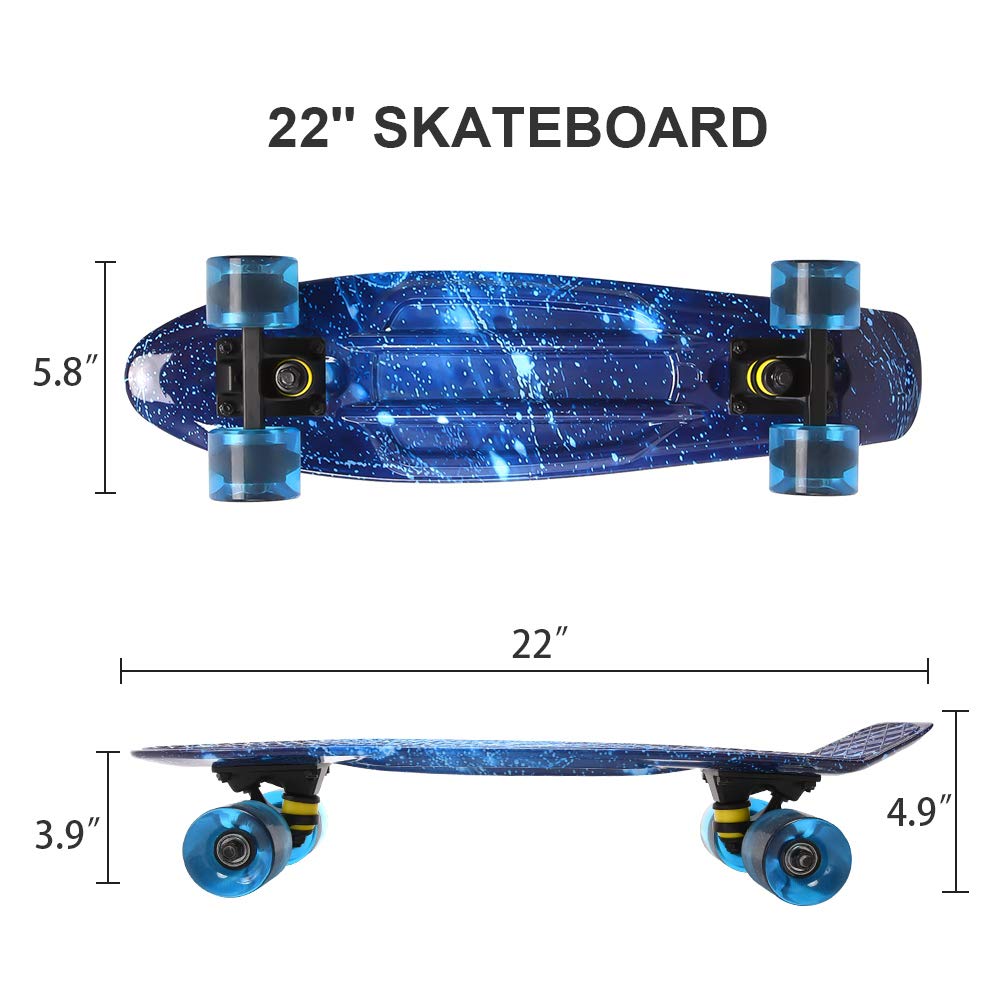 ChromeWheels Skateboards 22 inch Complete Skateboard Deck Mini Cruiser for Kids Boys Girls Youths Beginners