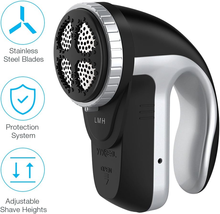 Clothes Lint Remover - Rechargeable Fabric Shaver with Adjustable Shave Height, Portable Electric Sweater Shaver, Quick & Safe Lint Shaver for Pill Fuzz Fluff Bobbles on All Clothes Curtains Carpets