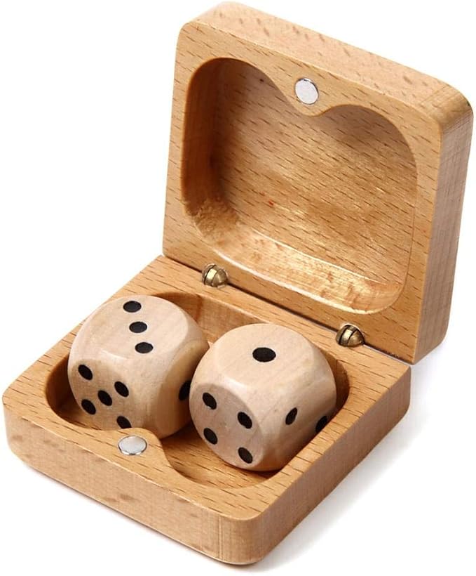Amazon Atulle 天然木のサイコロセット ケース付き ダイス テーブルゲーム 大サイコロ2個 ダイス サイコロ おもちゃ
