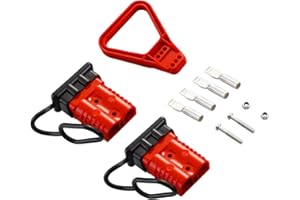 micrl 2 Pcs 1/0 Gauge 175 Amp Battery Quick Connect/Disconnect with Handle, Jumper Cable Plug Connector Kit for Recovery Winch, Towing Systems(Red)