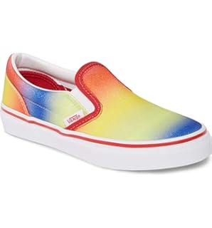 rainbow chex slip on vans