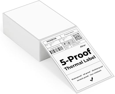 MUNBYN Five-Proof 4x6 Thermal Labels 380 Sheets Waterproof Oil-Proof