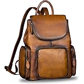 IVTG Genuine Leather Backpack for Women Shoulder Bag Vintage Designer Back Bag Fashion Rucksack Casual Daypack (Brown)