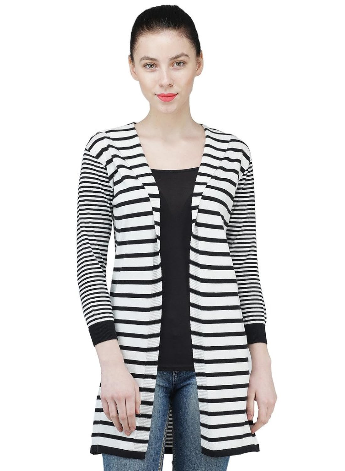 women's 3/4 th sleeves long open shrug