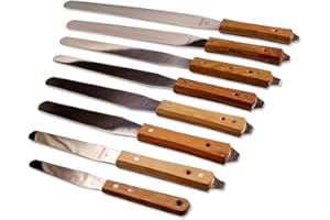 H-E 8 Inch Screen Printing Ink Spatula Stainless Steel Ink Knife Wood Handle Flexible Ink Spatula - 4in / 5in / 6in / 7in / 8in / 9in / 10in / 12in (8 inches)