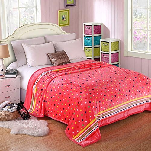 Flannel blanket Plush Lazy blanket Bed Couch Nap Faux fur Super soft Warm Extra silky Lightweight winter Thicken Fleece coral-K 200x230cm(79x91inch)