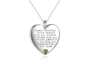 YFN Sterling Silver Always Remember You are Braver Than You Believe Jewelry Pendant Necklace Inspirational Gifts