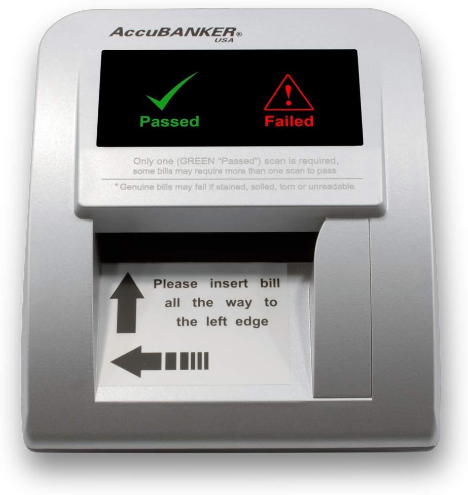 AccuBANKER D470 Quadscan 4-Way Orientation Counterfeit Detector with UV, MG, IR, WM, Image, Length, Spectrum Counterfeit Detection Methods - Optional Battery for Portable Use (No Battery) : Office Products