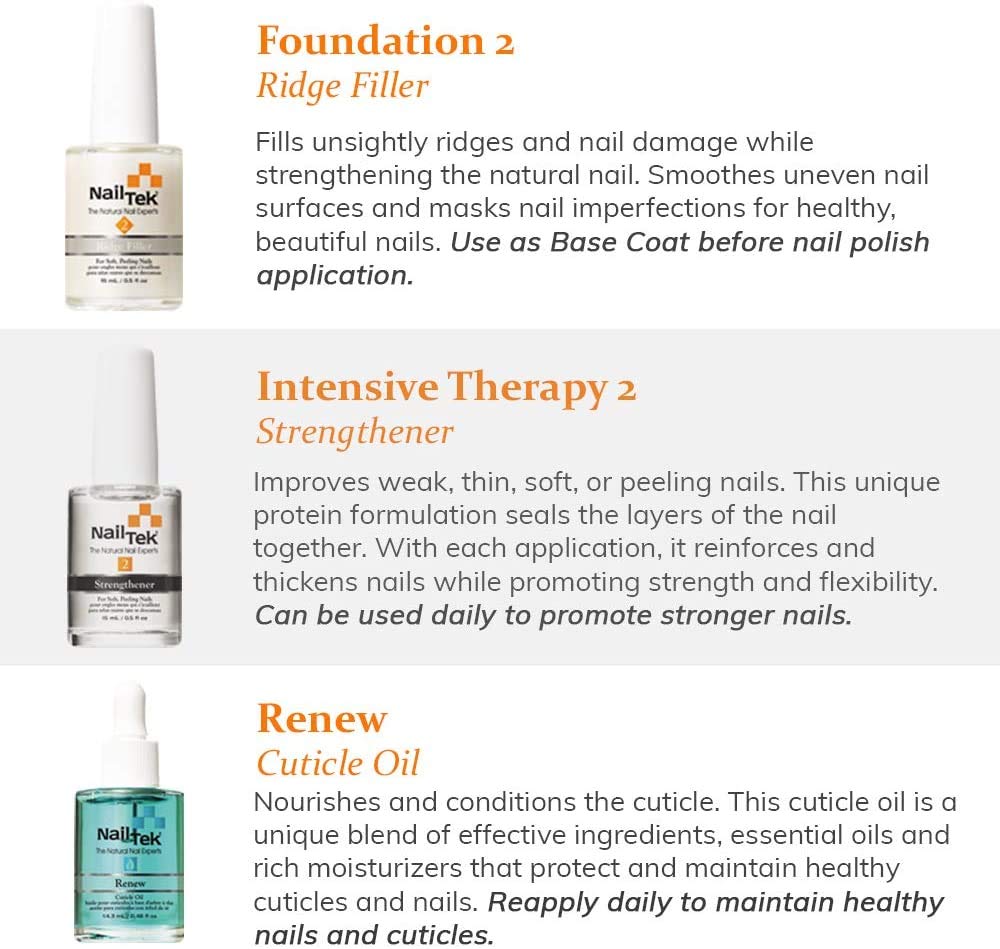 Nail Tek Nail Recovery Kit, Cuticle Oil, Strengthener, Ridge Filler Restore Damaged Nails in 3 Nail Tek Nail Recovery Kit, Cuticle Oil, Strengthener, Ridge Filler Restore Damaged Nails in 3