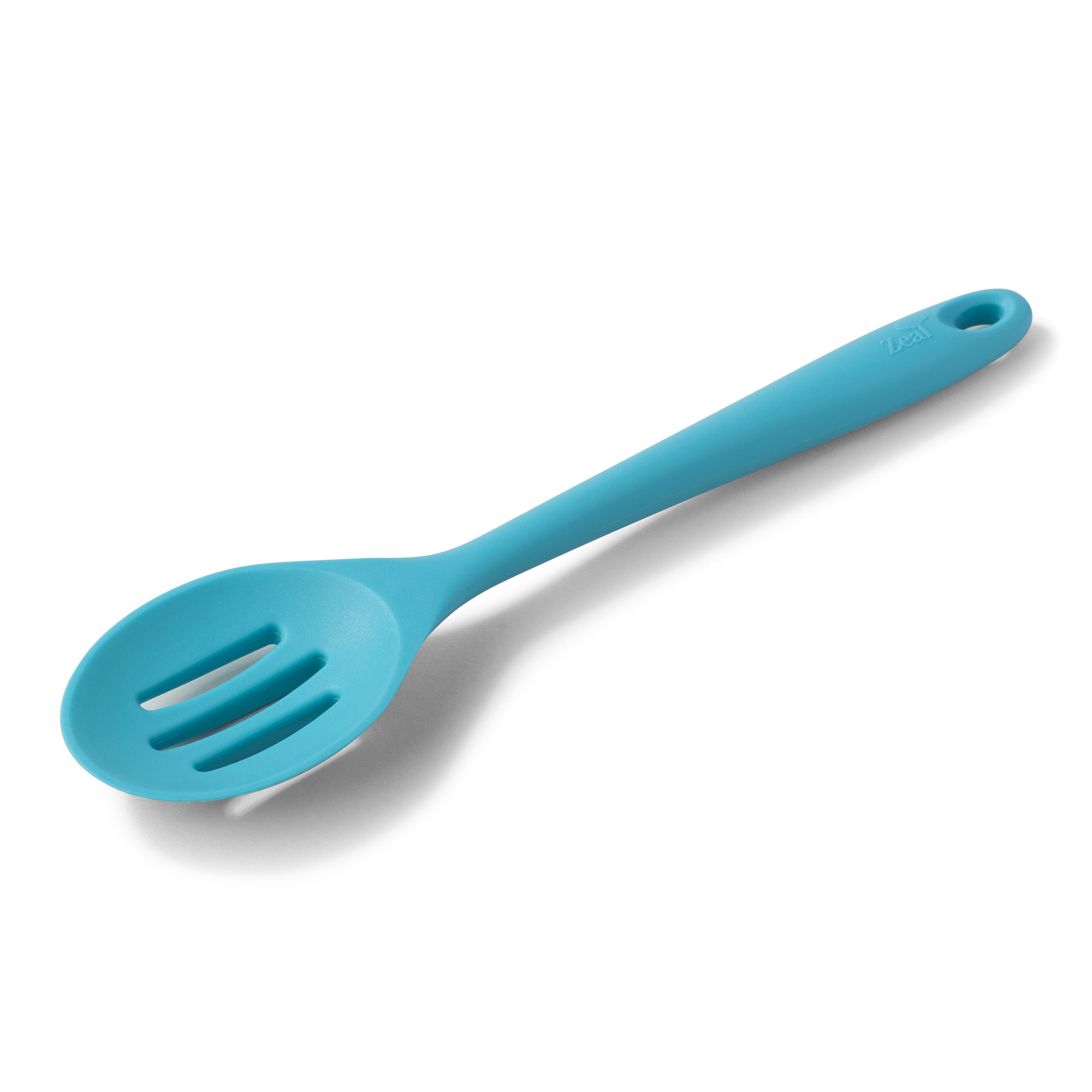 Zeal Silicone Non-Stick Slotted Kitchen Cooking Spoon, Heat-Resistant Perfect for Stirring, Serving, Scooping, Draining and Mixing, 28cm, Aqua Blue