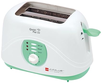 Cello Quick Pop Up 100, 2 Slice Toaster, Green White