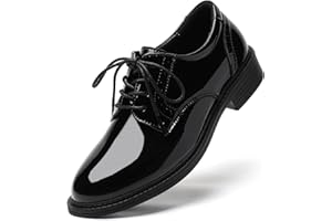 QJN Oxford Shoes for Women Black Formal Lace up Flats Dress Saddle Work Office Ladies Business Casual Dressy Shoes