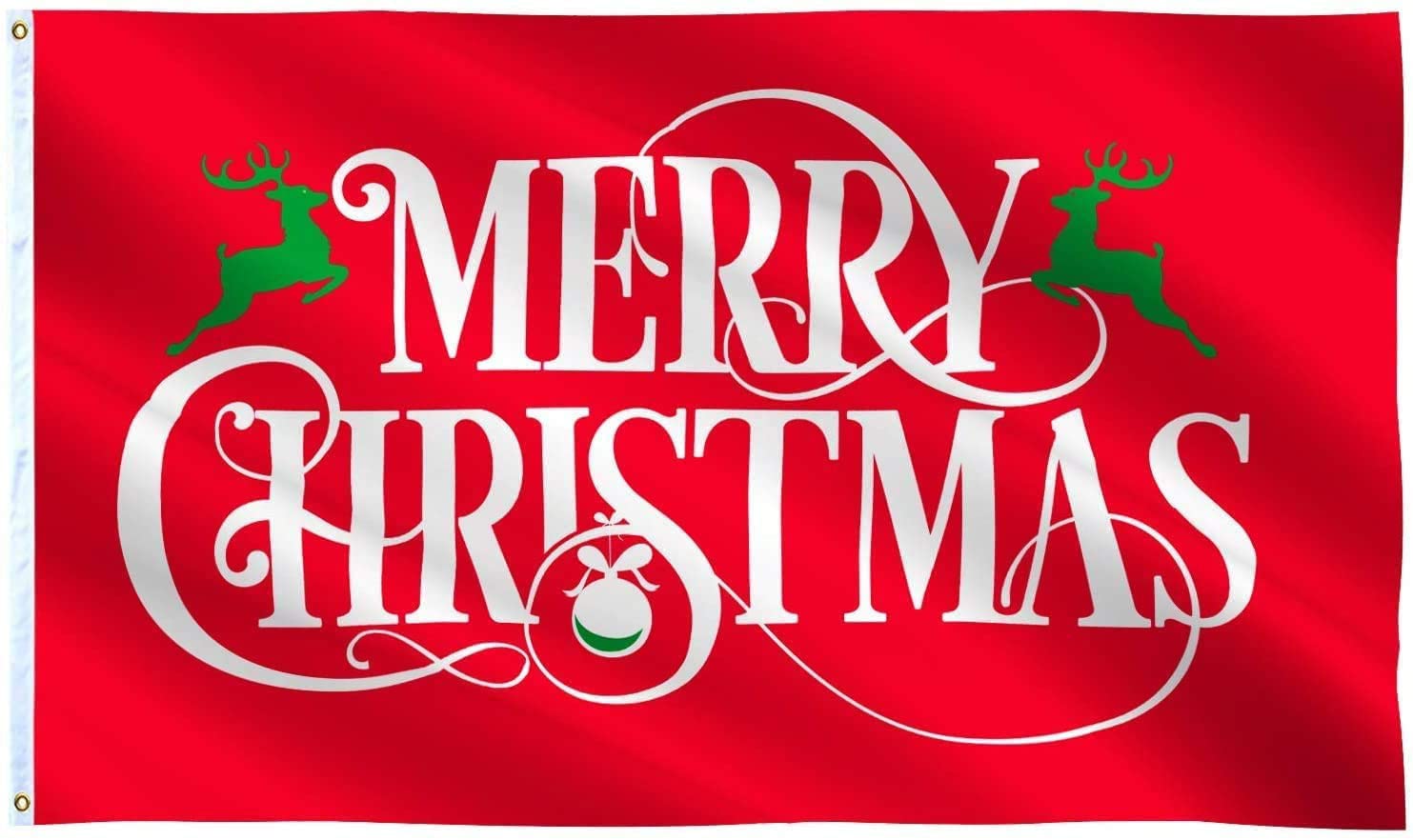Omnisexual Merry Christmas Flags Reindeer Flag 3x5 FT Happy New Year College Dorm Decor Vivid Color & UV Fade Proof - Cool Outdoor Indoor Double Stitched Banner with Grommets Room Prints Wall Tapestry