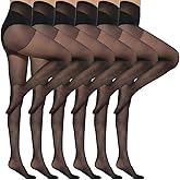 MANZI Pantyhose for Women Nylon Sheer Tights Under Dress 20D 6 Pairs