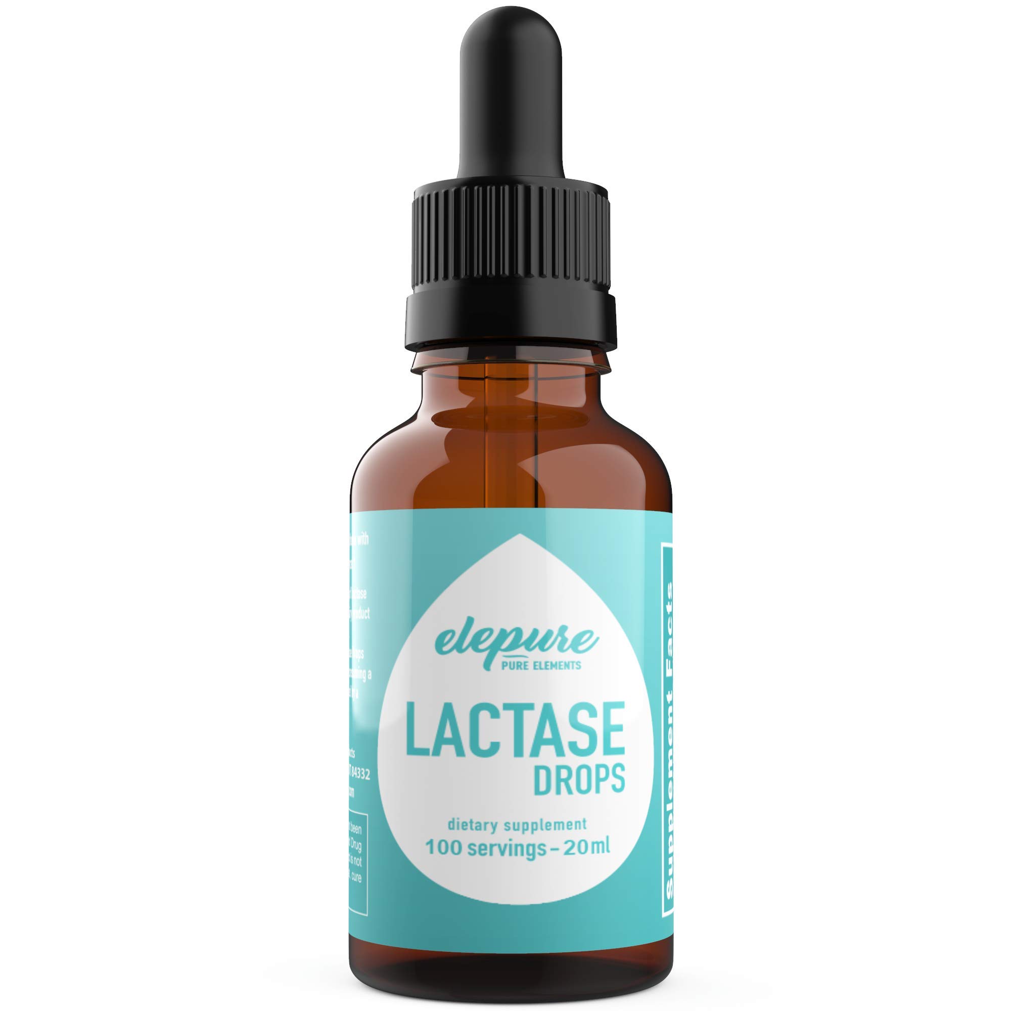 100 Servings Lactase Drops Elepure Lactose Intolerance Enzyme 20