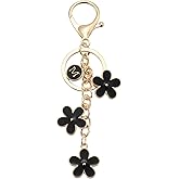 MECCANIXITY Initial Letter Keychain, Cute Flower Keychain Alphabet Keychain Charm for Women Girls