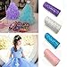 4Pcs Glitter Sequin Tulle Rolls Sparkling Fabric Spool Ribbons Tutu Material 6 x 900 Inch (25 Yards Each) for DIY Craft, Gift Wrapping, Decoration, Clothes, Wedding - Pink, Purple, White, and Blue