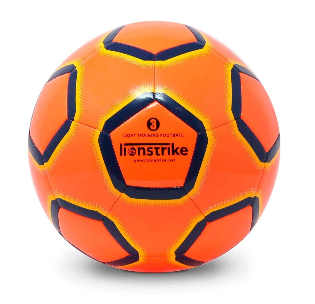 Lionstrike Size 3 Lite Football With NeoBladder Technology, Light Kids Soccer Ball (Age 3-7) Boys/Girls Indoor or Outdoor Training/Coaching Football (Orange)