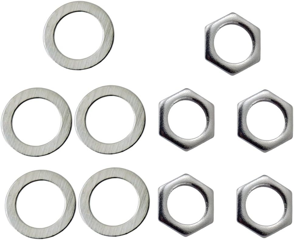 Durable 5 Pieces Jack Socket Nuts 9.36mm For Electric Guitar Replacements Silver, as described