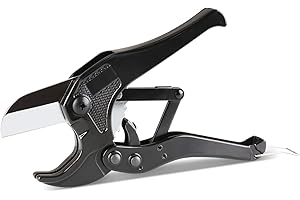 iWork PVC Cutter 1-5/8", PVC Pipe Cutter, Ratcheting PVC Cutter for PVC, PEX PPR Plastic Pipes, Hoses and Plumbing Pipes, Black (410-708)