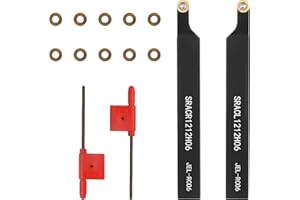 LYMMIYTC 1/2"12mm Indexable Lathe Turning Tool12Pcs Kit- 2Pcs Metal Lathe Tools Holder Set with 10Pcs Round Carbide Insert Turning Inserts for Turning Grooving Boring Threading Cutting