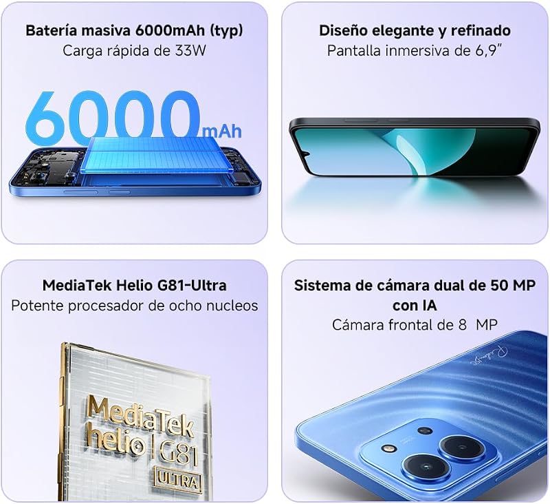 REDMI 15C Smartphone de 4+256GB Azul Pantalla de 6,9" 120 Hz — foto 3 de 7