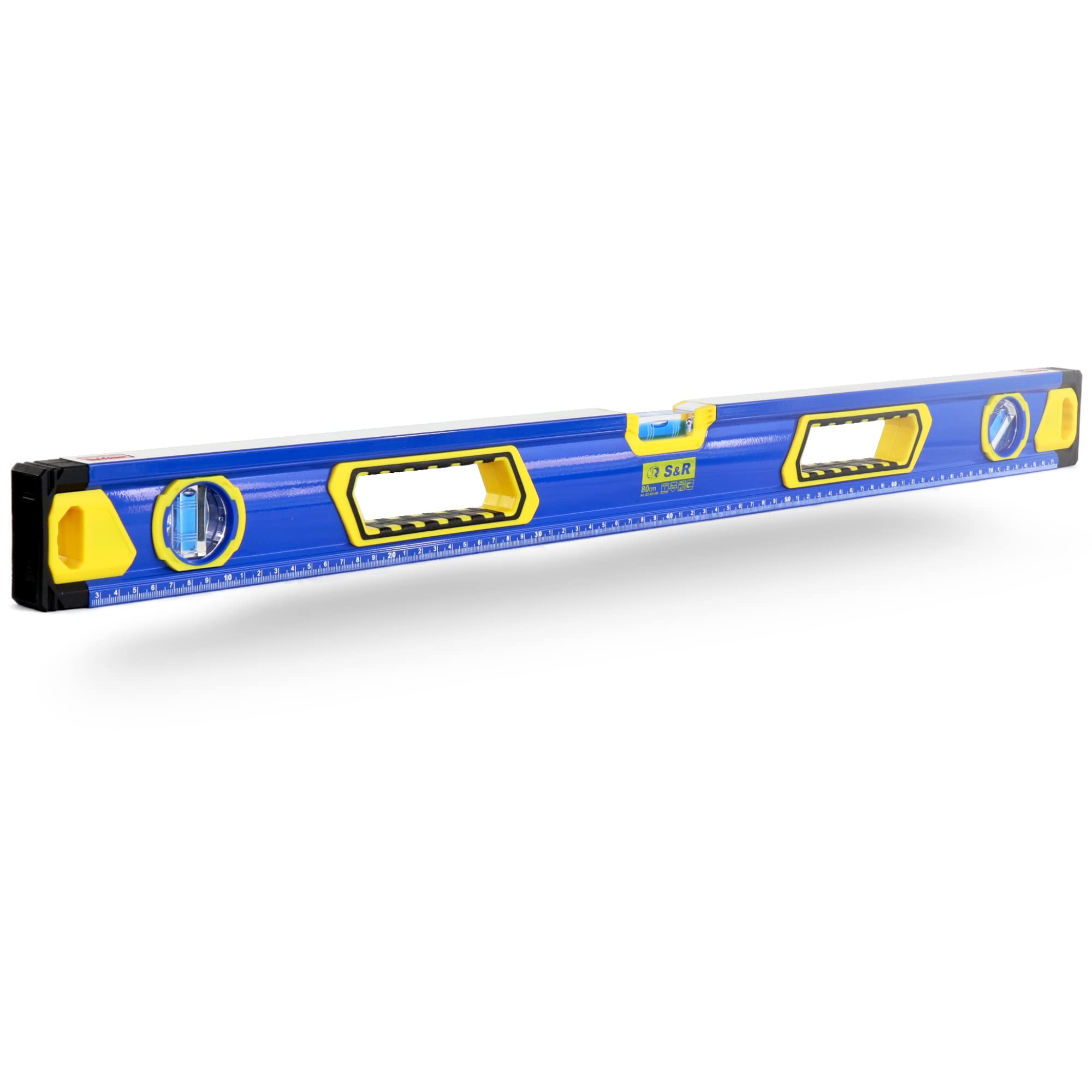 S&R Magnetic Spirit Level 80cm – 3 Vials (Horizontal/Vertical/45°) | Accuracy Class 1 | Sturdy Aluminum with 2 Handles